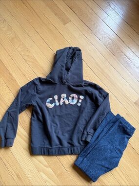 Black Hoodie with 'CIAO!' Floral Lettering
